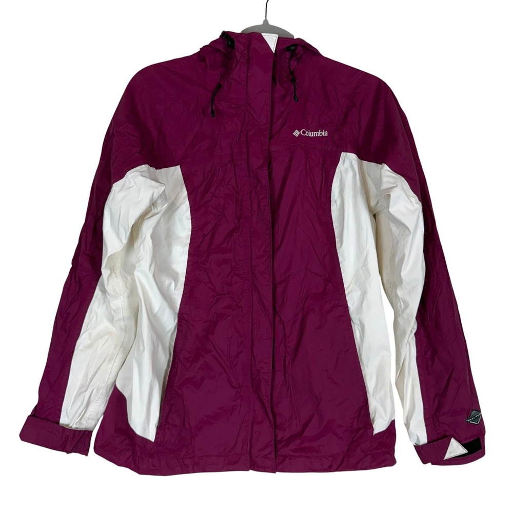 Columbia Jacket Womens Small Purple White Full Zip Omni-Tech Waterproof Hooded